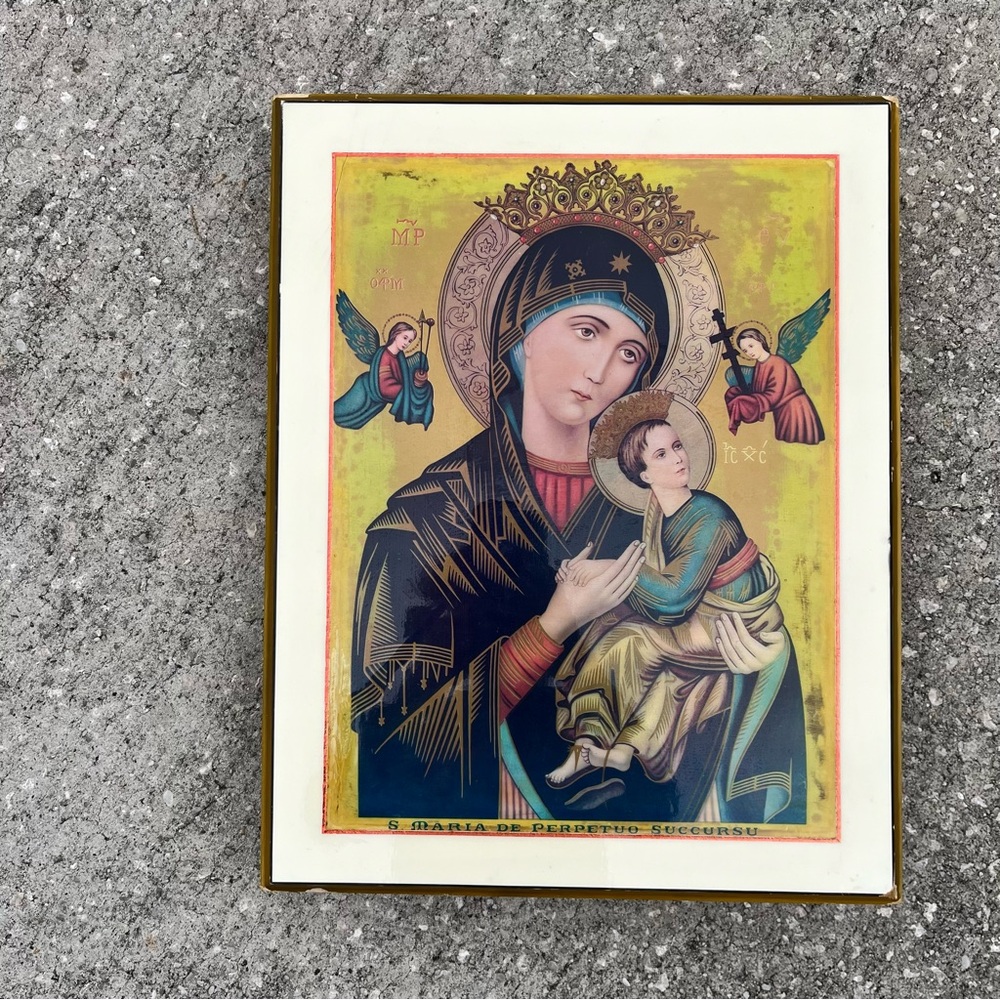 Our Lady of Perpetual Help Lightbox Wall Hanging Art Religious Handmade Flaw
